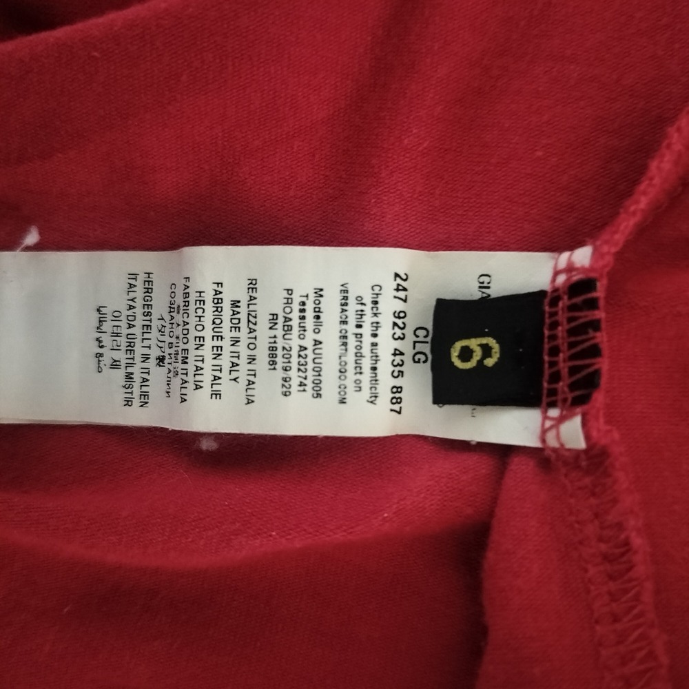 Versace Underwear Mens Red Medusa Logo T-Shirt AUU01005 Made in Italy Size 6 XL - Picture 6 of 7